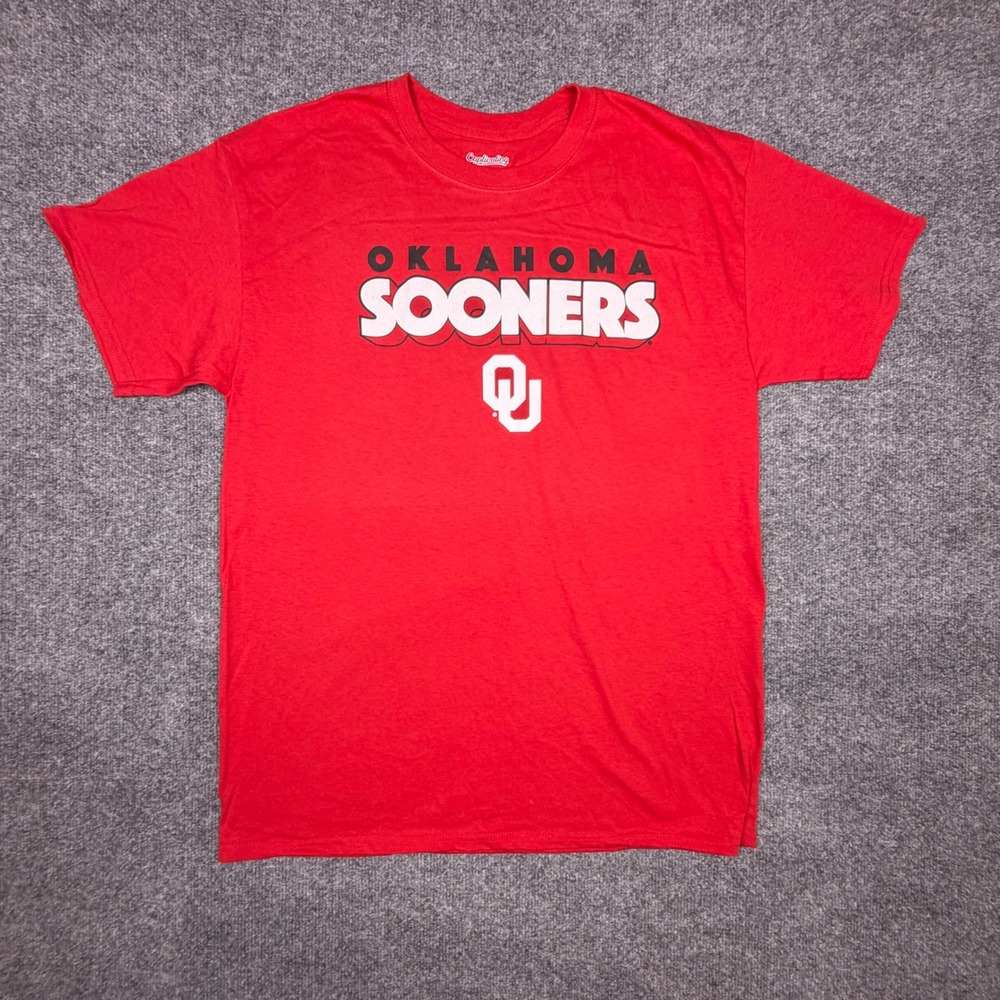 Captivating Oklahoma Sooners Mens Red Graphic T-Shirt Large OU NCAA 2952X NWOT